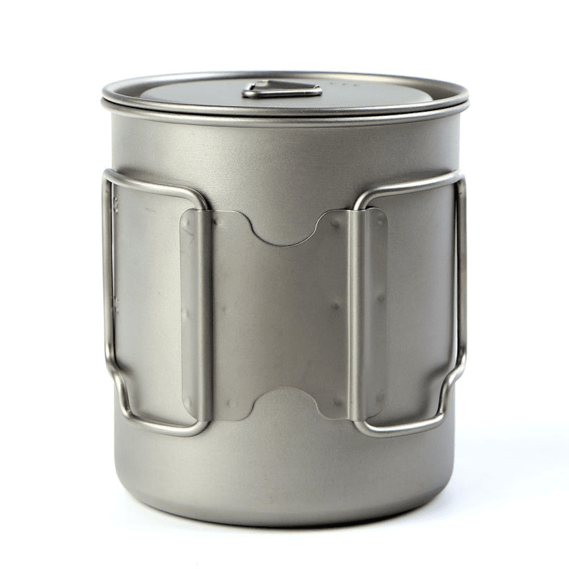 750ML Outdoor Portable Hanging Titanium Frying Pot with Lid