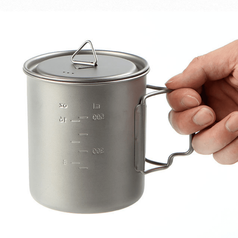 750ML Outdoor Portable Hanging Titanium Pot with Lid