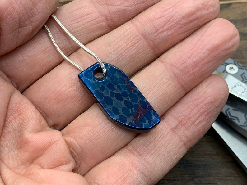 Damascus pendant Custom Keychain Dog tag Key fob Initial necklace