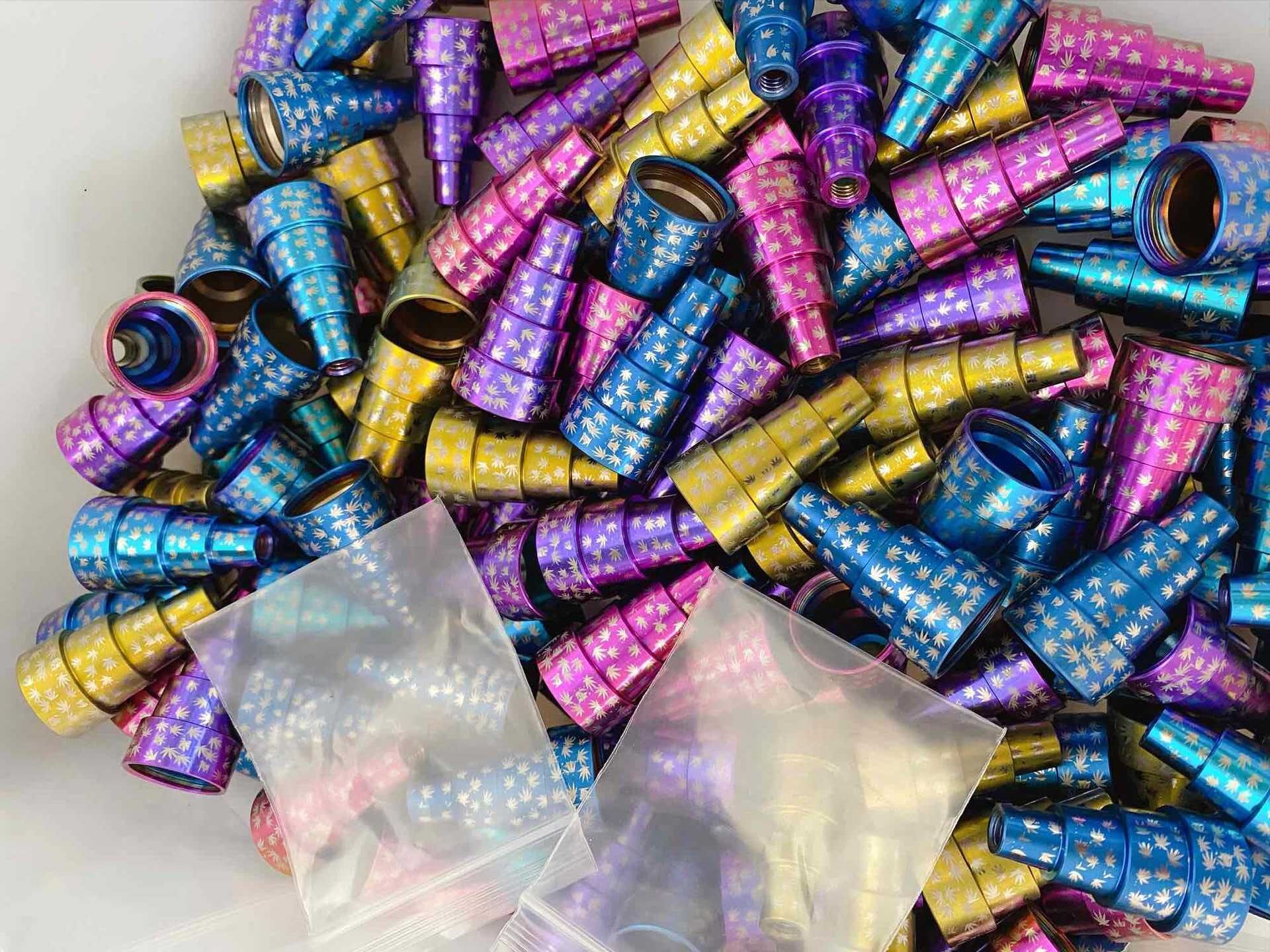 6 in 1 titanium dab nail anodizing color with leaf pattern 6 in 1 titanium dab nail anodizing color with leaf pattern