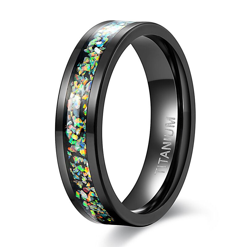 black men's titanium wedding band with opal inlay black men's titanium wedding band with opal inlay