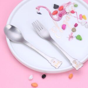 pure titanium kitchenware small children baby spoon fork bear patterns