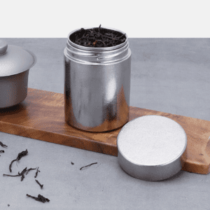titanium tea caddy silver